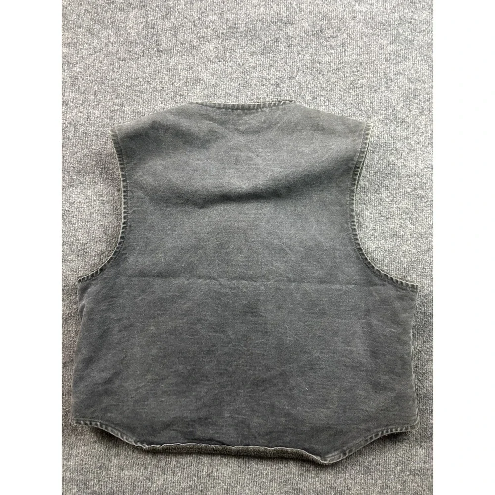 VNTG Carhartt V13PTL Sherpa Lined Vest Mens XL Gray Canvas Workwear USA Made